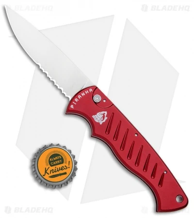 Piranha Red P-1 Pocket Automatic Knife (3.2" Mirror Serr) 6 Piranha Red P-1 Pocket Automatic Knife (3.2" Mirror Serr) - Image 4