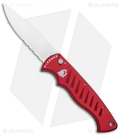 Piranha Red P-1 Pocket Automatic Knife (3.2" Mirror Serr) 3 Piranha Red P-1 Pocket Automatic Knife (3.2" Mirror Serr)