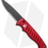 Piranha P1 Pocket Automatic Knife Red Tactical (3.2" Black Serr) -Knife Sale Shop Piranha Pocket Auto Red Black Serr BHQ 23560 jr