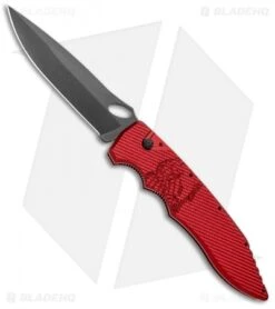 Piranha Predator Automatic Knife Red Tactical (4.1" Black)