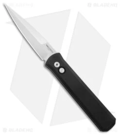 Pro-Tech Godfather Automatic Knife Solid Black (4" Satin) 921-Satin