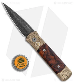 Pro-Tech Godson Ultimate Custom Automatic Knife Bronze Al/Ironwood (3.2" Dam) -Knife Sale Shop Pro Tech Ultimate Custom Godson Auto Bronze Alu Iron Wood Damascus BHQ 147082 jr bottlecap