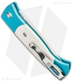 Pro-Tech Brend 2 Small Automatic Knife Teal Ivory Micarta (2.9" Satin) 1251 -Knife Sale Shop Protech Brend 2 Small Automatic Knife Teal Ivory Micarta Satin 1251 BHQ 106160 kp jr side