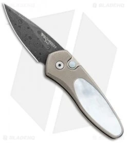 Pro-Tech Custom Sprint Automatic Knife W/ White Mother Of Pearl (1.95" Damascus)