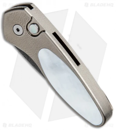 Pro-Tech Custom Sprint Automatic Knife W/ White Mother Of Pearl (1.95" Damascus) 4 Pro-Tech Custom Sprint Automatic Knife W/ White Mother Of Pearl (1.95" Damascus) - Image 2