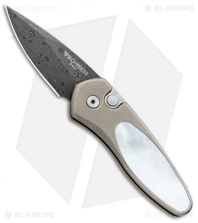 Pro-Tech Custom Sprint Automatic Knife W/ White Mother Of Pearl (1.95" Damascus) 3 Pro-Tech Custom Sprint Automatic Knife W/ White Mother Of Pearl (1.95" Damascus)