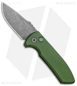Pro-Tech Les George SBR Automatic Knife OD Green Aluminum (2.6" Acid Wash)