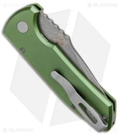Pro-Tech Les George SBR Automatic Knife OD Green Aluminum (2.6" Acid Wash) 8 Pro-Tech Les George SBR Automatic Knife OD Green Aluminum (2.6" Acid Wash) -Knife Sale Shop Protech Les George SBR Auto Green Alum Acid Wash LG411 GREEN BHQ 99240 jr side