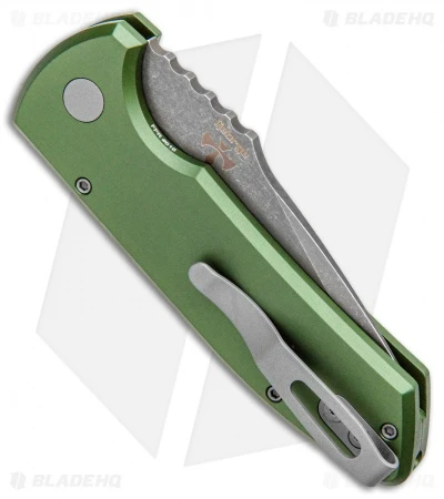 Pro-Tech Les George SBR Automatic Knife OD Green Aluminum (2.6" Acid Wash) 5 Pro-Tech Les George SBR Automatic Knife OD Green Aluminum (2.6" Acid Wash) - Image 3