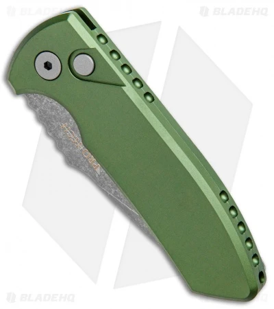 Pro-Tech Les George SBR Automatic Knife OD Green Aluminum (2.6" Acid Wash) 4 Pro-Tech Les George SBR Automatic Knife OD Green Aluminum (2.6" Acid Wash) - Image 2