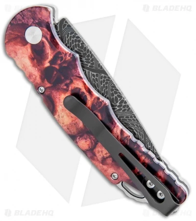 Pro-Tech TR-5 Skull Tactical Response Auto Knife Red Skulls (3.25" Damascus) 5 Pro-Tech TR-5 Skull Tactical Response Auto Knife Red Skulls (3.25" Damascus) - Image 3