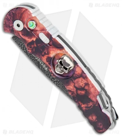 Pro-Tech TR-5 Skull Tactical Response Auto Knife Red Skulls (3.25" Damascus) 4 Pro-Tech TR-5 Skull Tactical Response Auto Knife Red Skulls (3.25" Damascus) - Image 2
