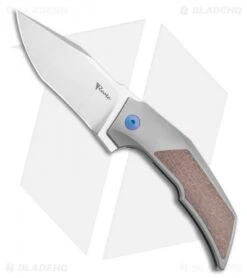 Reate Knives Reate Bharucha T3000 Frame Lock Brown Micarta/Ti Blue Screws (3" Satin)