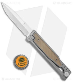 Reate Knives Reate EXO Double Edge Gravity Knife Titanium/Amber Ultem (3.75" Satin/SW ELMAX) -Knife Sale Shop Reate EXO DE Gravity Knife Ti Amber Ultem Satin BHQ 142274 jr bottlecap