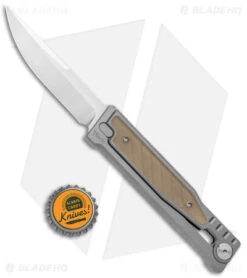 Reate Knives Reate EXO Drop Point Gravity Knife Titanium/Amber Ultem (3.75" Satin/SW ELMAX) -Knife Sale Shop Reate EXO DP Gravity Knife Ti Amber Ultem Satin BHQ 142272 jr bottlecap