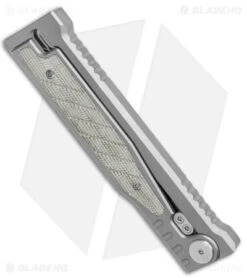 Reate Knives Reate EXO Gravity Tanto Knife Titanium/Green Micarta (3.75" Satin) -Knife Sale Shop Reate EXO Tanto Gravity Knife Ti Green Micarta Satin BHQ 140045 jr side