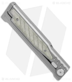 Reate Knives Reate EXO Gravity Tanto Knife Titanium/Green Micarta (3.75" Satin) -Knife Sale Shop Reate EXO Tanto Gravity Knife Ti Green Micarta Satin BHQ 140045 jr spine