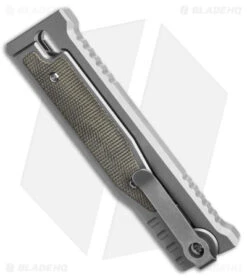 Reate Knives Reate EXO-M Tanto Gravity Knife Titanium/Green Micarta (2.95" SW) -Knife Sale Shop Reate Exo M Tanto Gravity Knife Ti Green Micarta 2in SW BHQ 181239 td side