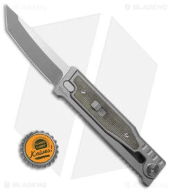 Reate Knives Reate EXO-M Tanto Gravity Knife Titanium/Green Micarta (2.95" SW) -Knife Sale Shop Reate Exo M Tanto Gravity Knife Ti Green Micarta 2in SW BHQ 181239 td size