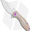 Reate Knives Reate Iron Frame Lock Flipper Knife Brown Micarta/Purple Hardware (3.25" Satin) -Knife Sale Shop Reate Iron FL Flipper Brown Micarta Purple Satin BHQ 111111 jr