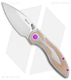 Reate Knives Reate Iron Frame Lock Knife W/ Thumb Stud Brown Micarta/Purple HW (3.25" Satin)