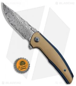 Reate Knives Reate J.A.C.K. Integral Knife Blue Titanium/Brass (3.94" Damasteel) -Knife Sale Shop Reate J.A.C.K. Integral Blue Ti Brass Damasteel BHQ 87845 jr bottlecap