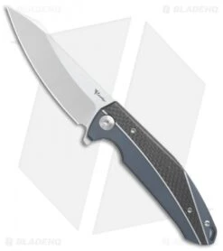 Reate Knives Reate K-1 Frame Lock Flipper Knife Carbon Fiber/Blue Ti (3.8" M390 Satin)