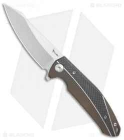 Reate Knives Reate K-1 Frame Lock Flipper Knife Carbon Fiber/Bronze Ti (3.8" Stonewash)