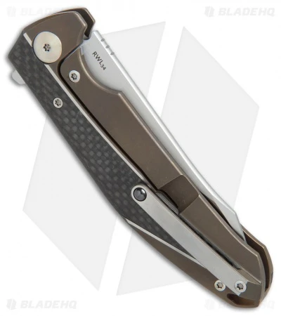 Reate Knives Reate K-1 Frame Lock Flipper Knife Carbon Fiber/Bronze Ti (3.8" Stonewash) 4 Reate Knives Reate K-1 Frame Lock Flipper Knife Carbon Fiber/Bronze Ti (3.8" Stonewash) - Image 2