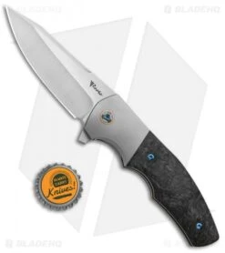 Reate Knives Reate Kirby Lambert Crossroads Liner Lock Knife Gray Ti/Marble CF (3.54" Satin) -Knife Sale Shop Reate Kirby Lambert Crossroads LL Gray Ti Marble CF Satin BHQ 87824 jr bottlecap