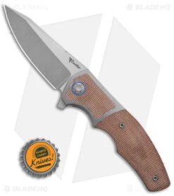 Reate Knives Reate Kirby Lambert Mini Crossroads Knife Natural Tan Micarta (3.3" Satin M390) -Knife Sale Shop Reate Kirby Lambert Mini Crossroads Knife Natural Tan Micarta 3in Satin M390 BHQ 143687 td size