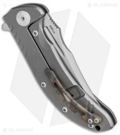 Reate Knives Faisal Yamin Valhalla Frame Lock Knife Titanium (3.8" Stonewash) -Knife Sale Shop Reate Knives Faisal Yamin Valhalla FL Patterned Ti SW BHQ 83621 jr side