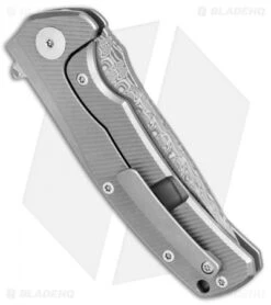 Reate Knives Mini Horizon-D Frame Lock Knife Titanium (3.4" Damasteel) -Knife Sale Shop Reate Knives Mini Horizon D BB Damasteel BHQ 78526 jr side