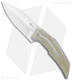 Reate Knives Bharucha T4000 Frame Lock Knife Green Micarta/Ti (3.8" Satin)