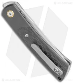 Reate Knives Reate Tribute Front Flipper Knife CF/Zircomium (2.8" Fine Stonewash) -Knife Sale Shop Reate Tribute Zirconium Ti BB CF Elaborate SW BHQ 118839 jr side