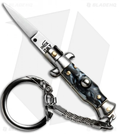 SKM 2.75" Keychain Stiletto Automatic Knife Sim Horn (1.2" Satin Flat) 3 SKM 2.75" Keychain Stiletto Automatic Knife Sim Horn (1.2" Satin Flat)