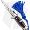 SKM Italian Stiletto Keychain Automatic Knife Black/Blue (1.125" Satin)