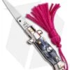 SKM Italian Stiletto Keychain Automatic Knife Marble/Pink (1.125" Satin) -Knife Sale Shop SKM Italian Stiletto Keychain Auto Marble Pink Satin BHQ 102938 jr