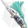 SKM Italian Stiletto Keychain Automatic Knife Marble/Teal (1.125" Satin) -Knife Sale Shop SKM Italian Stiletto Keychain Auto Marble Teal Satin BHQ 102943 jr