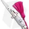 SKM Italian Stiletto Keychain Automatic Knife Silver/Pink (1.125" Satin) 2 SKM Italian Stiletto Keychain Automatic Knife Silver/Pink (1.125" Satin) -Knife Sale Shop SKM Italian Stiletto Keychain Auto Silver Pink Satin BHQ 102939 jr