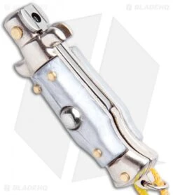 SKM Italian Stiletto Keychain Automatic Knife Silver/Yellow (1.125" Satin) -Knife Sale Shop SKM Italian Stiletto Keychain Auto Silver Yellow Satin BHQ 102940 jr spine