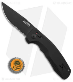 SOG Knives SOG-TAC AU Automatic Knife Black Aluminum (3.4" Black Serr) -Knife Sale Shop SOG Knives TAC AU Automatic Knife Black 3in Black Serr BHQ 119259 td size