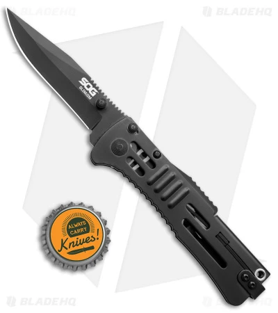SOG SlimJim Black Assisted Opening Knife (3.18" Black Plain) SJ-32 6 SOG SlimJim Black Assisted Opening Knife (3.18" Black Plain) SJ-32 - Image 4