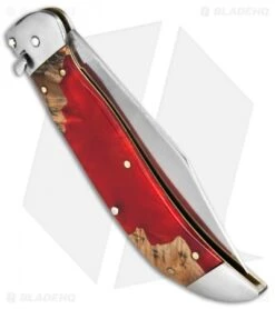 Schatt & Morgan Express #71 Automatic Knife Red Shock Wood (4.25" Satin) -Knife Sale Shop Schatt Morgan Express 71 Red Shock Wood BHQ 68901 jr side