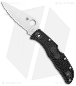 Spyderco Endela Lightweight Lockback Knife Black FRN (3.41" Satin Serr) C243SBK