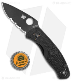 Spyderco Persistence Lightweight Liner Lock Black (2.75" Black Serr) C136PSBBK -Knife Sale Shop Spyderco Persistence Lightweight LL Black Black Serr BHQ 139717 jr bottlecap