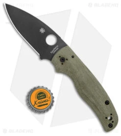 Spyderco Shaman Exclusive Green Canvas Micarta Knife (3.6" DLC M4) C229MPM4BK -Knife Sale Shop Spyderco Shaman Green Canvas Micarta Black C229MPM4BK BHQ 142027 jr bottlecap