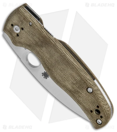 Spyderco Shaman Green Canvas Micarta Knife (3.6" Satin M4) C229MPM4 4 Spyderco Shaman Green Canvas Micarta Knife (3.6" Satin M4) C229MPM4 - Image 2