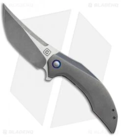 TuffKnives Geoff Blauvelt Custom Persian Flipper Knife Blue Ti (3.5" Acidwash)
