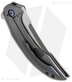 TuffKnives Geoff Blauvelt Custom Persian Flipper Knife Blue Ti (3.5" Acidwash) -Knife Sale Shop TuffKnives Persian Blue Ano Accent BHQ 50245 jr side